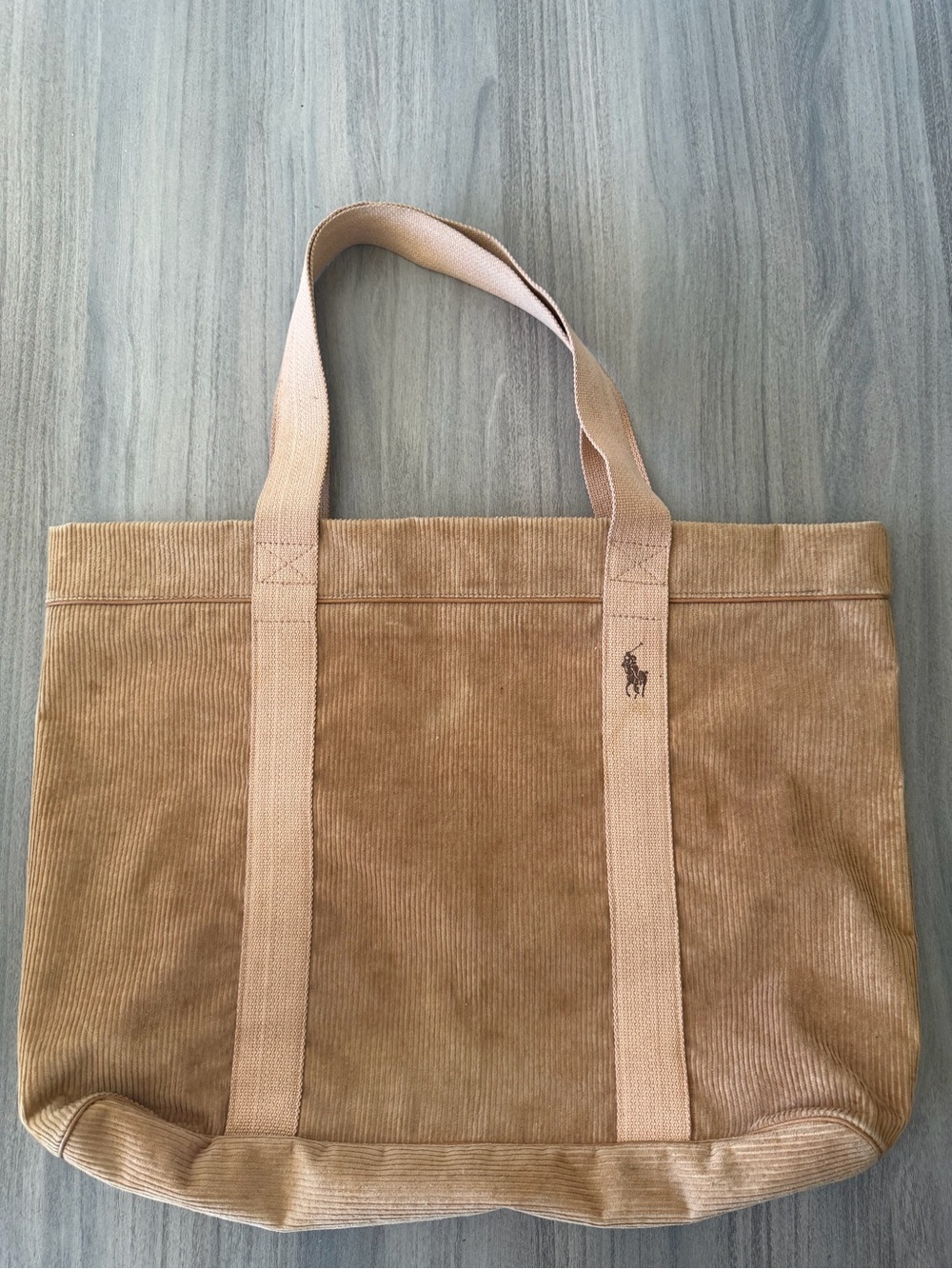 Vintage Polo Ralph Lauren Medium Corduroy Tote Messenger Bag Brown Zipper